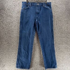 Wrangler Jeans Mens 38x30 Blue Denim Pants Western Workwear 936PWD Logo Cotton